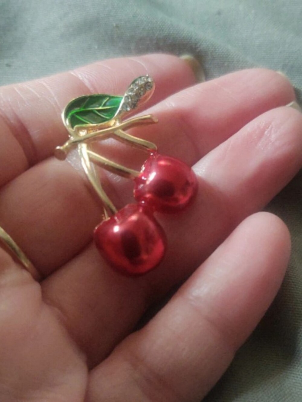 Decorative Cherry Pin Brooch - Picture 4 of 4